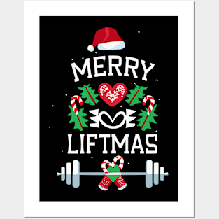 Merry Liftmas Ugly Christmas Sweater Fitness Lover Christmas Posters and Art